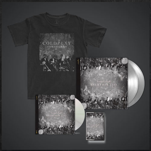Coldplay - Everyday Life (Exclusive Bundle with Black T-shirt + Silver Vinyl + CD + Cassette & Badge)